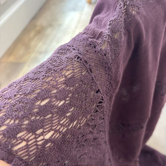 American Eagle Womens Purple Tunic Size L Crochet Lace Boho Fairy Sheer Flowy - Picture 7 of 13